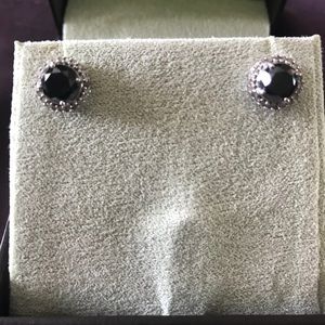 Black diamond and diamond earrings